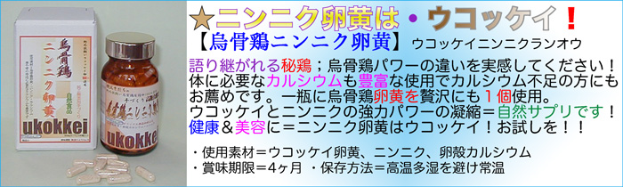 ニンニク卵黄 なら
ウコッケイ!